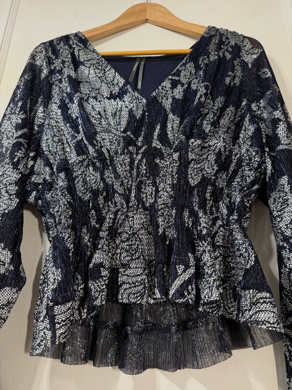 Anthropologie Black and Silver Floral Blouse - Picture 8 of 8